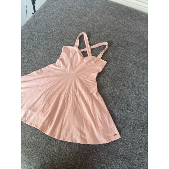 Hollister Pink Fit and Flare Dress Sweetheart Neckline Crisscross Straps SZM - Picture 5 of 11